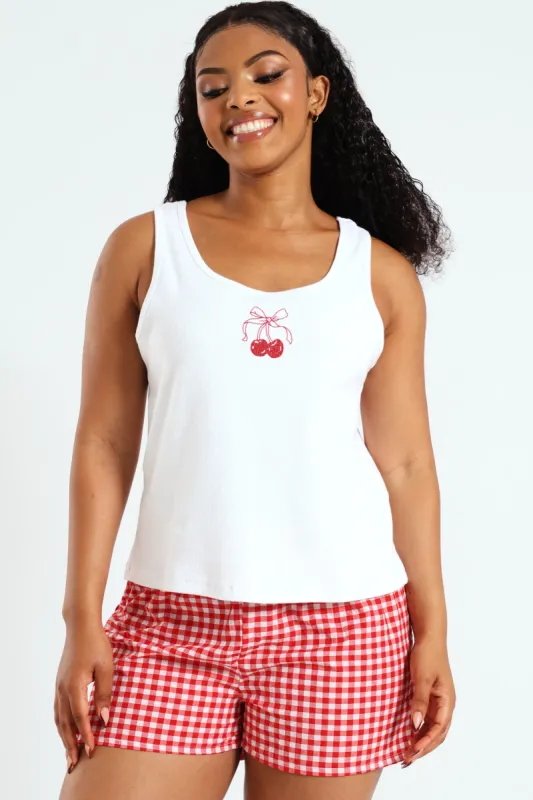 Rib Tank And Boxer Short Set - Red sold by Edgars 