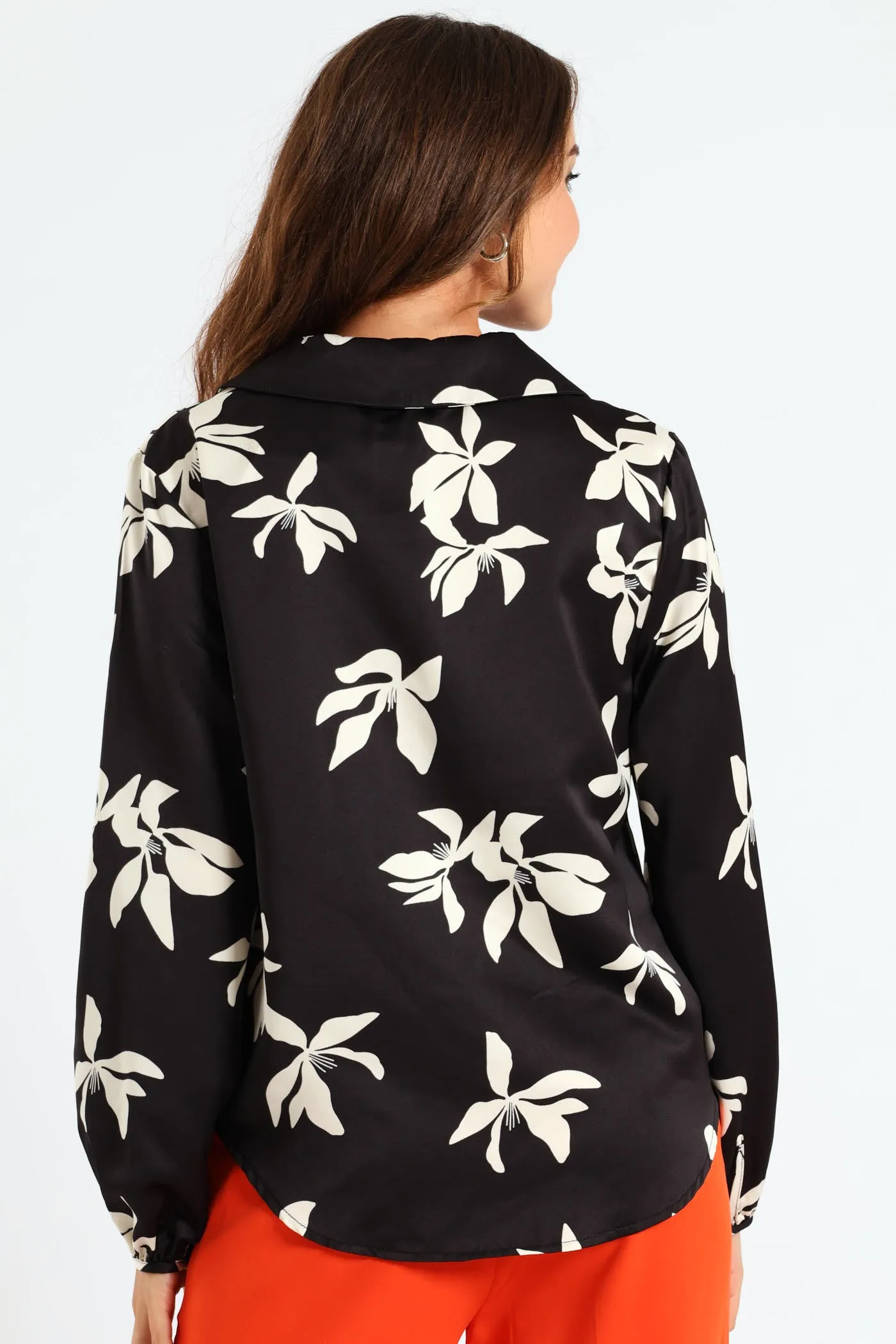 Knot Detail Satin Shirt - Black/Cream sold by Edgars product image thumbnail 3