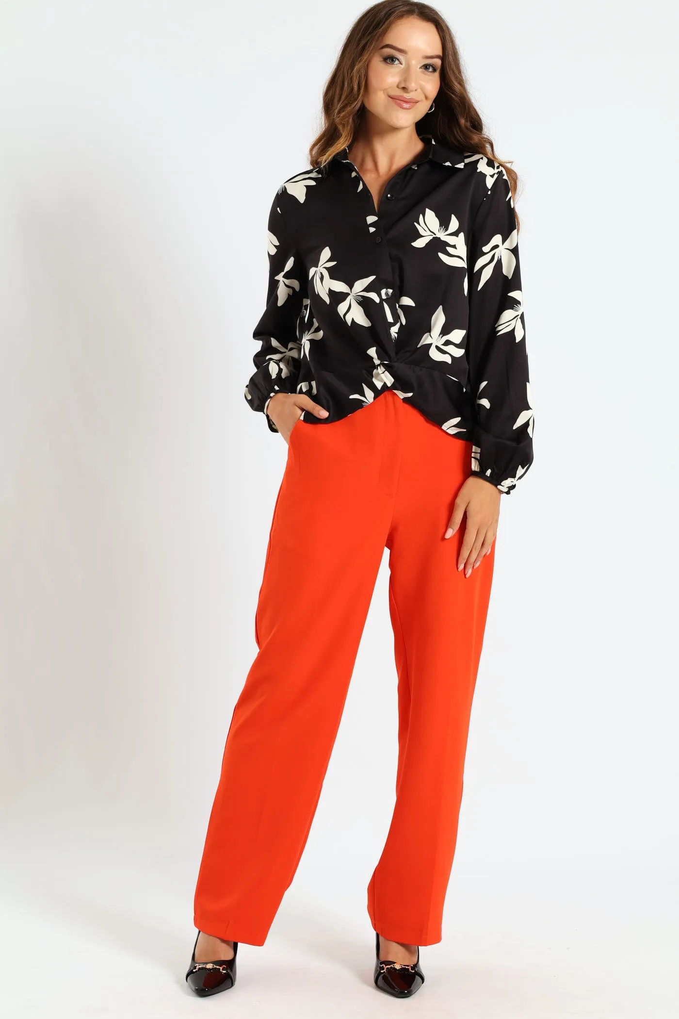 Knot Detail Satin Shirt - Black/Cream sold by Edgars product image thumbnail 4