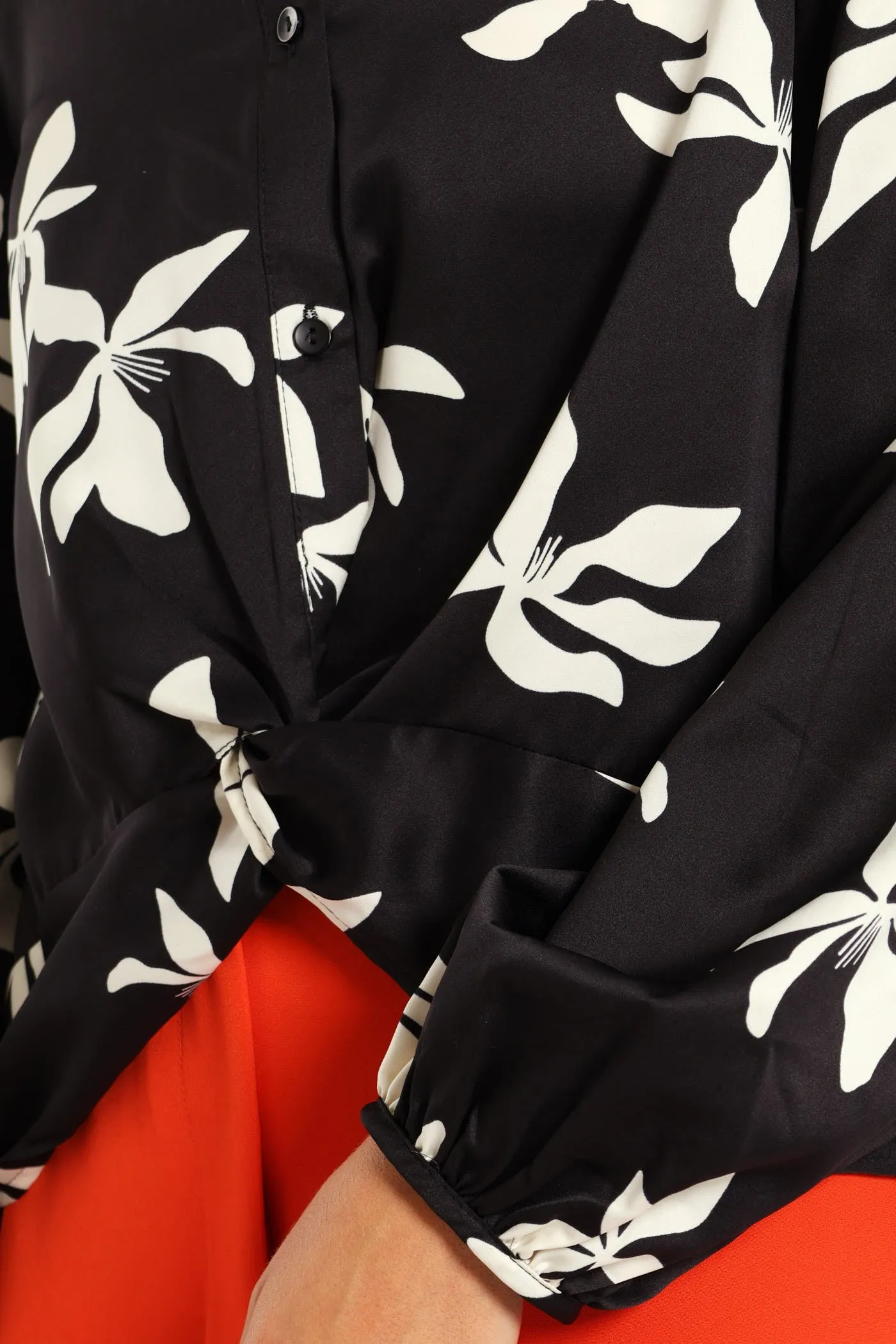 Knot Detail Satin Shirt - Black/Cream sold by Edgars product image thumbnail 5