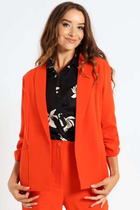 Ruched Sleeve Blazer - Orange sold by Edgars