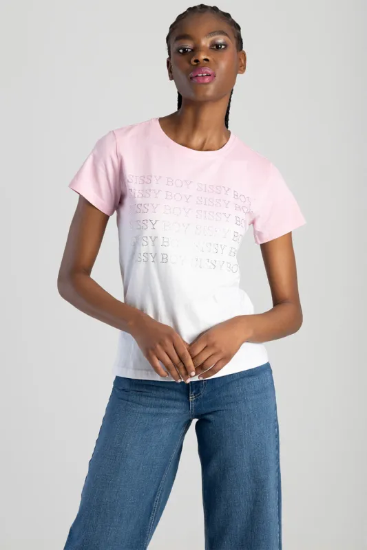 Regular Fit Tie Dye Bling Logo Top - White sold by Edgars