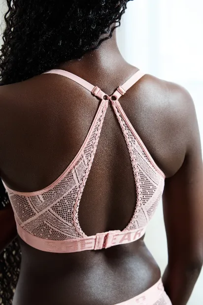 Lacey Padded Underwire Bra With Jaquard Elastic Band - Pink sold by Edgars