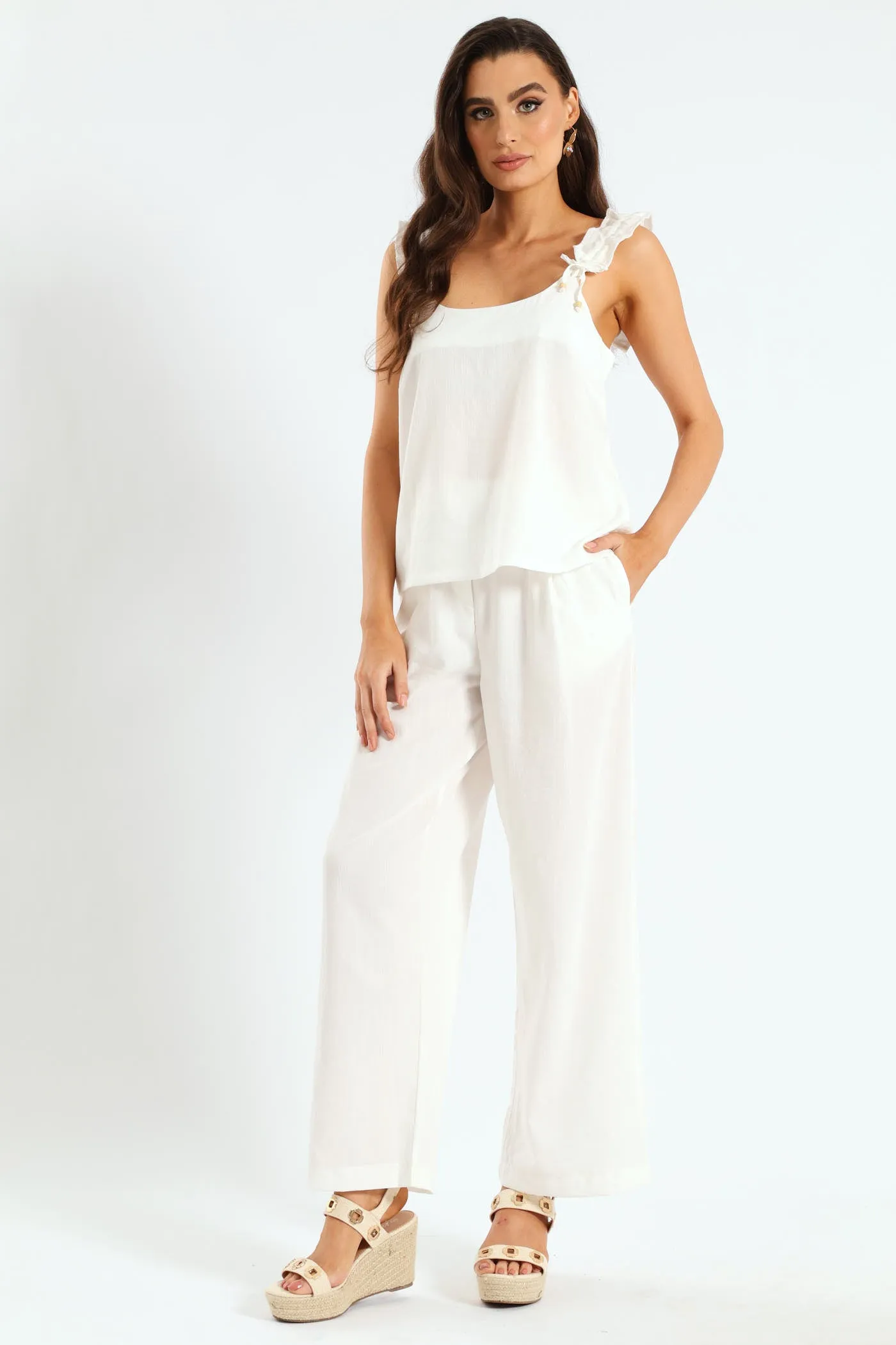 Braided Belt Pull-On Wideleg Pants - Off White sold by Edgars product image thumbnail 2