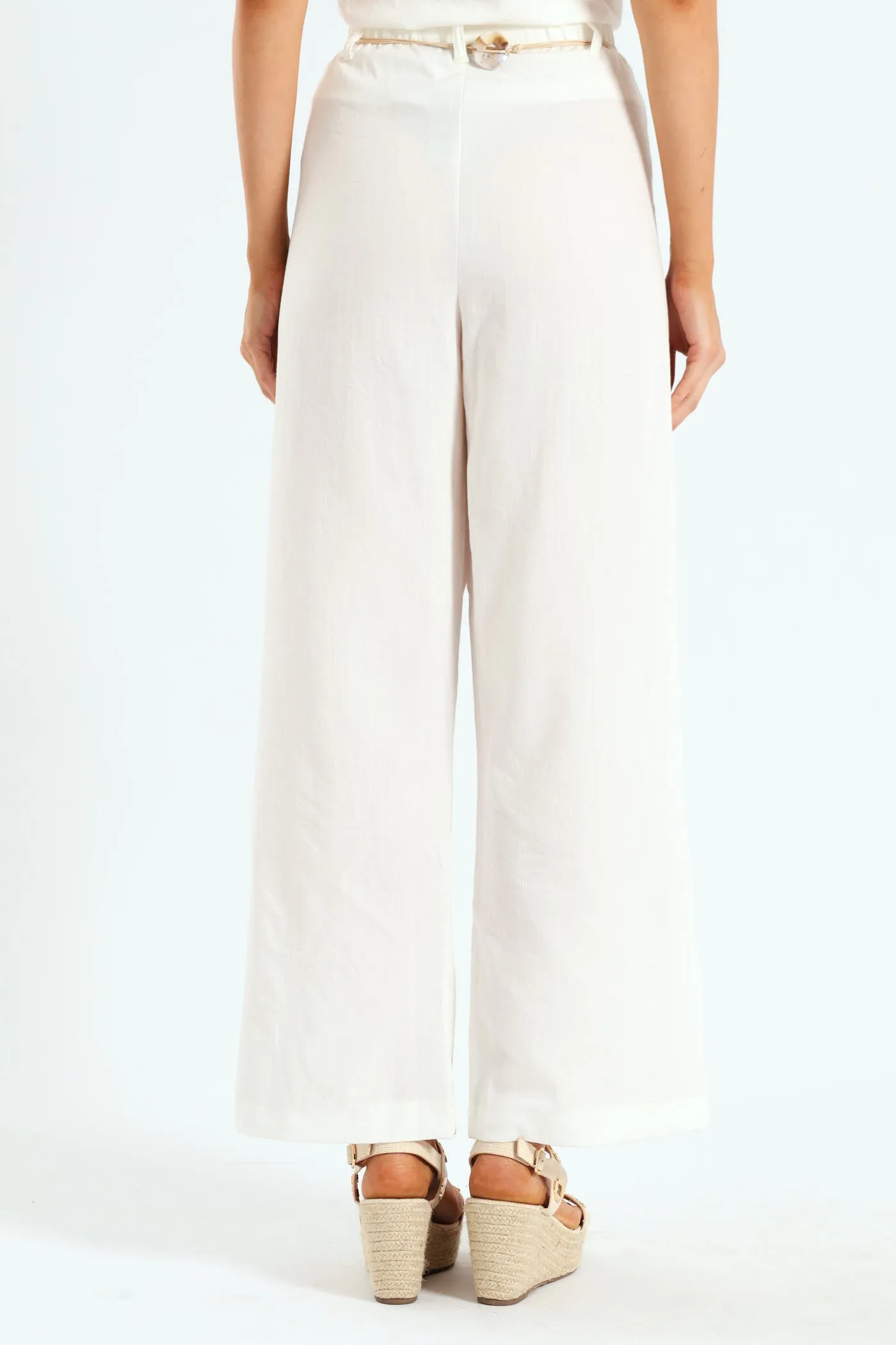 Braided Belt Pull-On Wideleg Pants - Off White sold by Edgars product image thumbnail 4