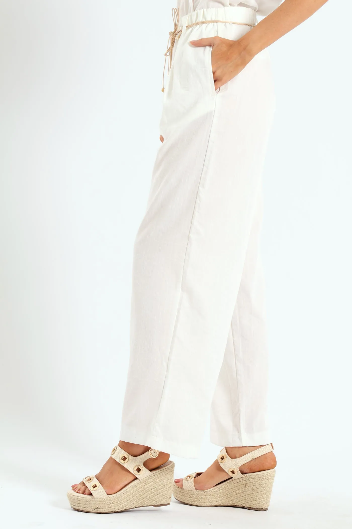 Braided Belt Pull-On Wideleg Pants - Off White sold by Edgars product image thumbnail 3