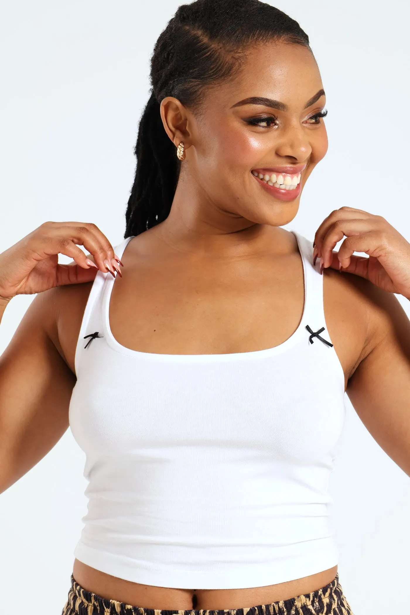Bow Tank Top - White sold by Edgars