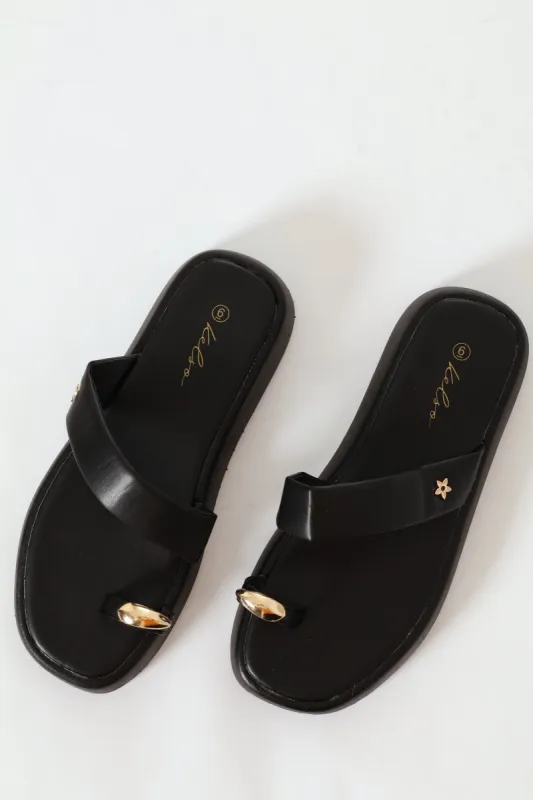 Metal Trim Toe Post Crosstrap Sandal - Black sold by Edgars