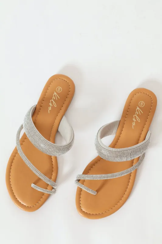 Diamante Toe Post Sandal - Silver sold by Edgars
