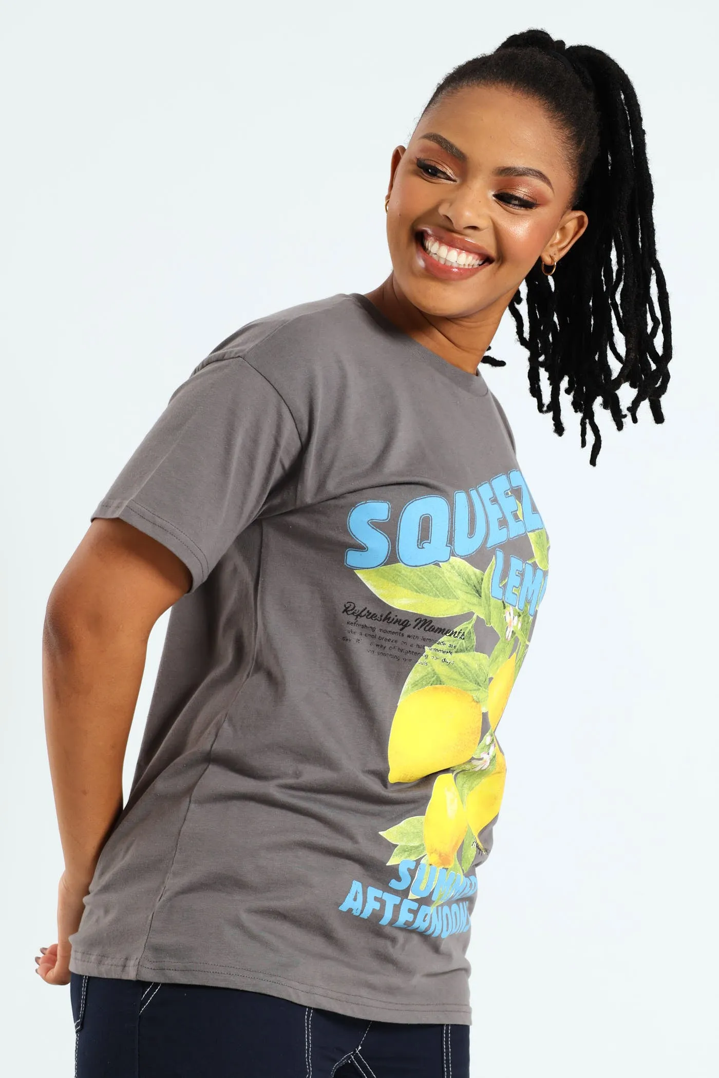 Lemon Printed Oversized Tee - Grey sold by Edgars product image thumbnail 3