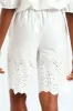Pull On Flat Front Bermuda Shorts With Anglaise Hem - White sold by Edgars
