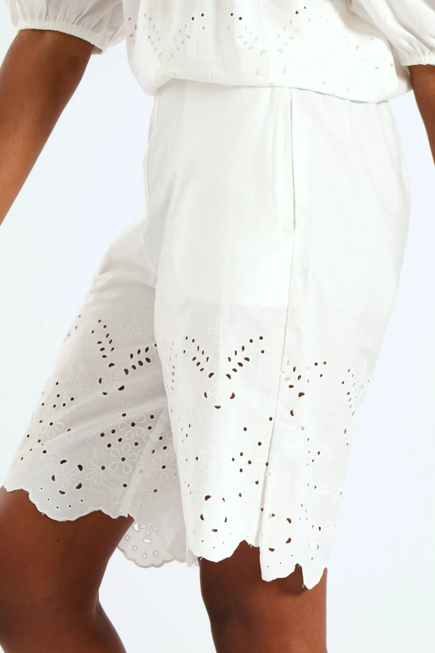 Pull On Flat Front Bermuda Shorts With Anglaise Hem - White sold by Edgars product image thumbnail 3
