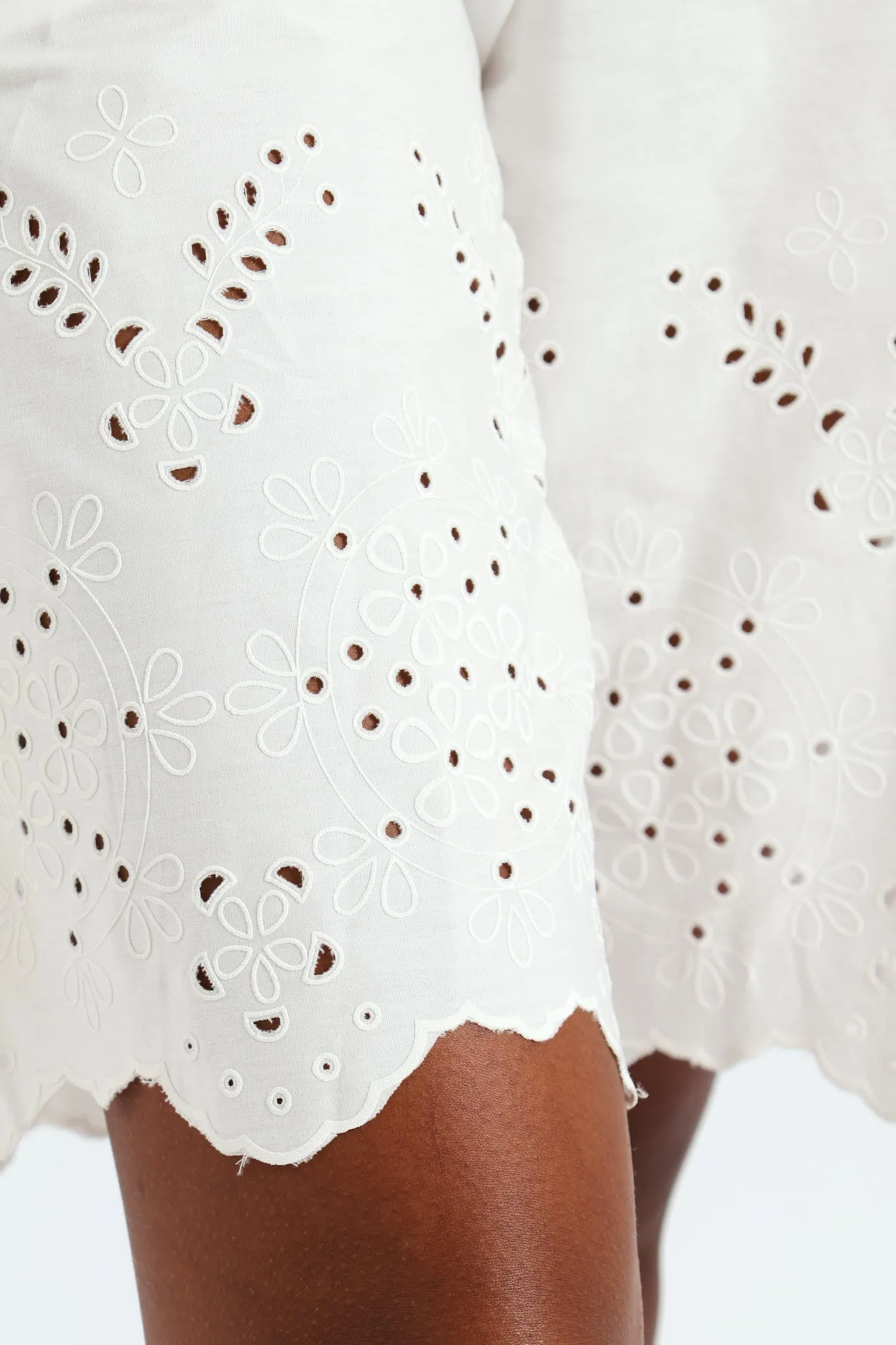 Pull On Flat Front Bermuda Shorts With Anglaise Hem - White sold by Edgars product image thumbnail 5