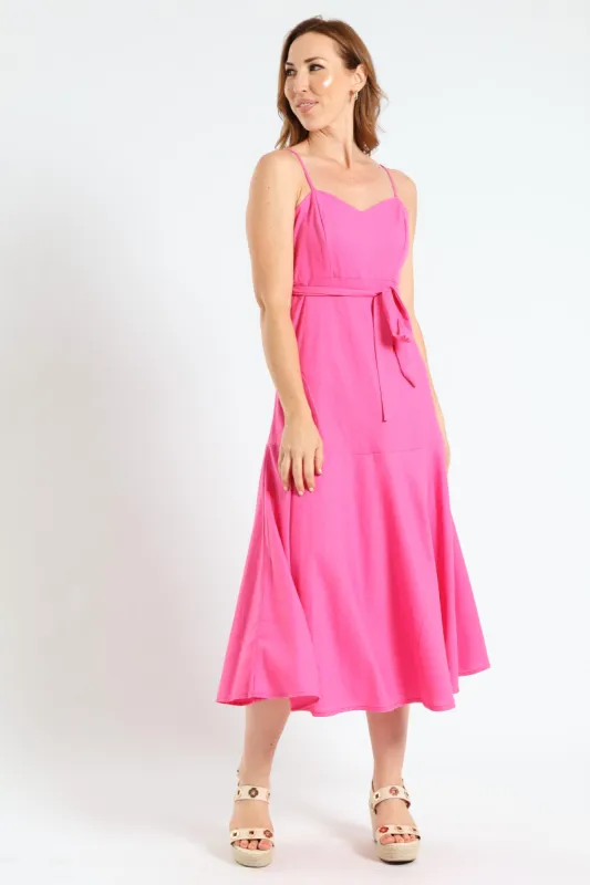 Strappy Fit & Flare Belted Maxi Sundress - Bright Pink sold by Edgars 