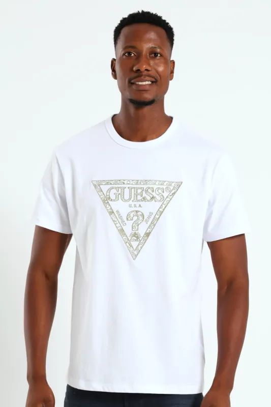 Triangle Embroidered Tee - White sold by Edgars