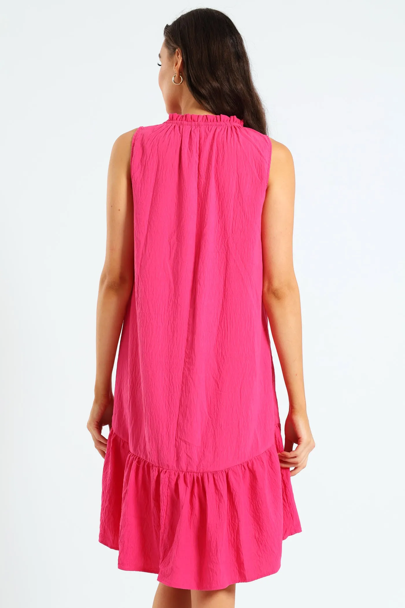 Frill Neck Drop Hem Dress - Fuchsia sold by Edgars product image thumbnail 2