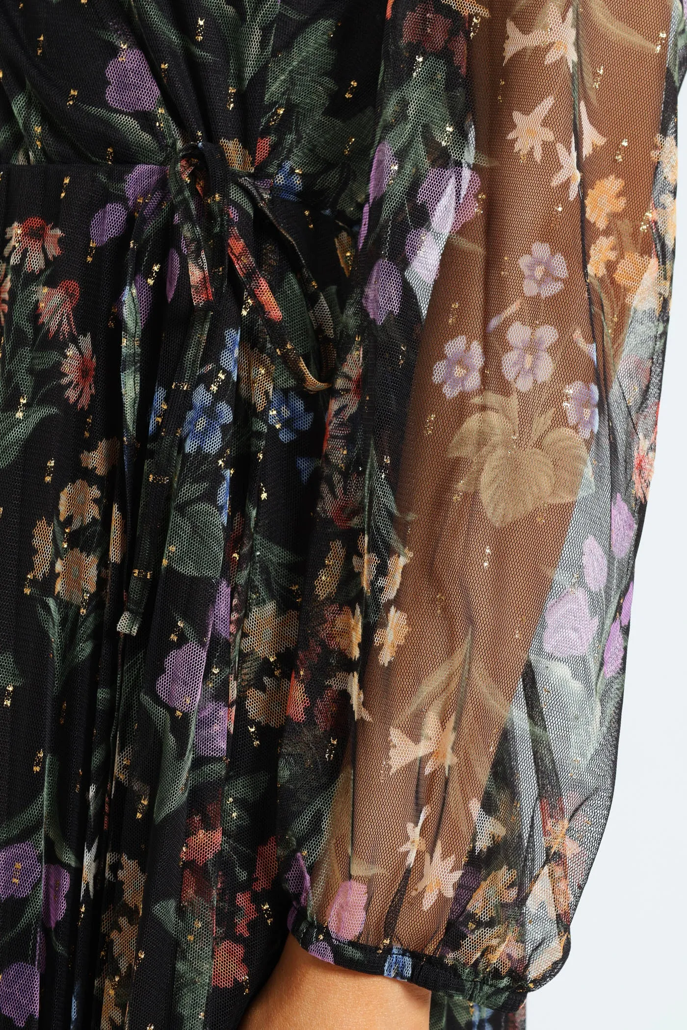 Wrap Pleated Mesh Maxi Dress - Black sold by Edgars product image thumbnail 5