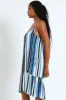 Strappy Peplum Hem Mini Dress - White/Blue sold by Edgars