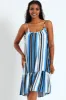 Strappy Peplum Hem Mini Dress - White/Blue sold by Edgars