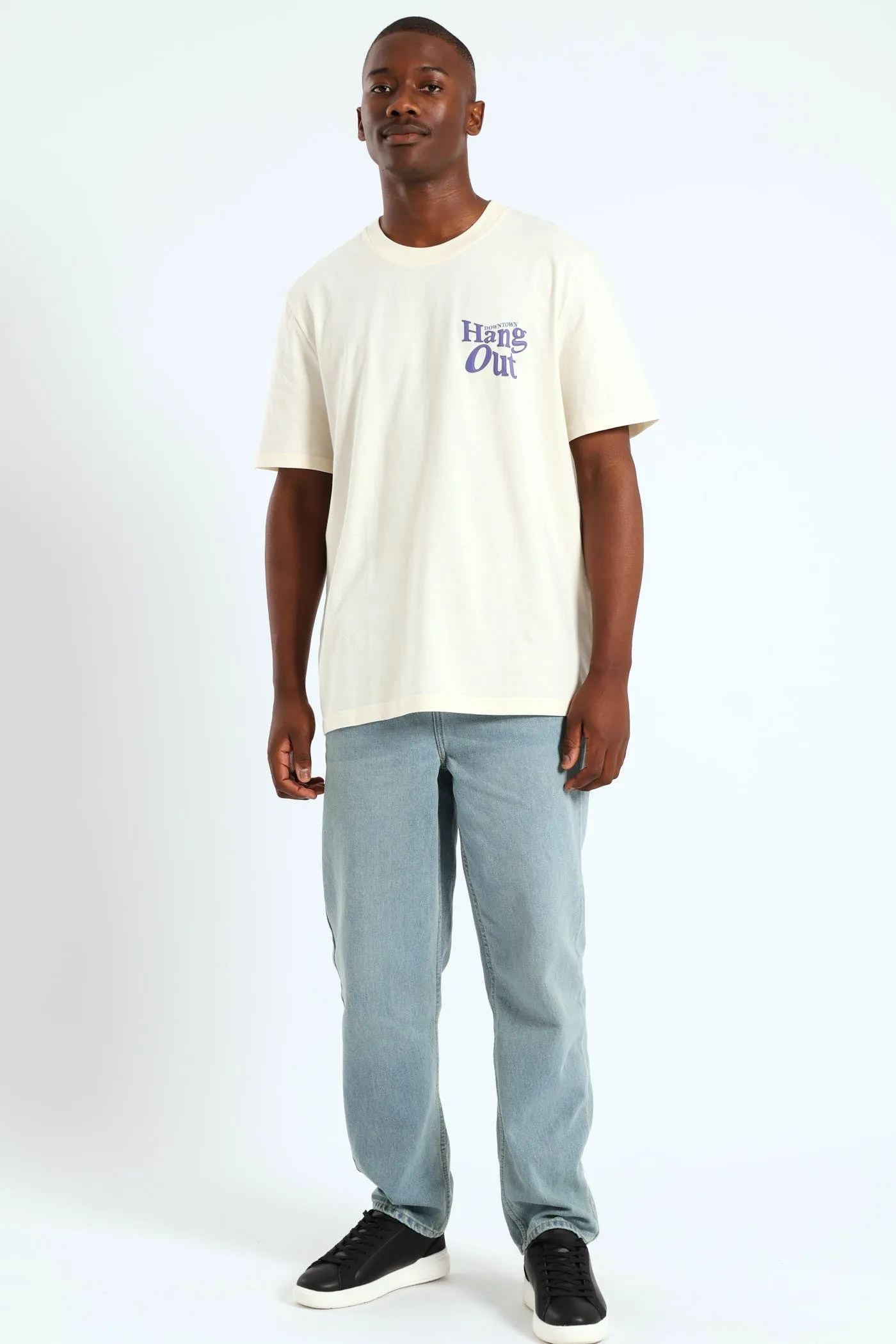 Hangout Puff Front & Back Print Tee - Off White sold by Edgars