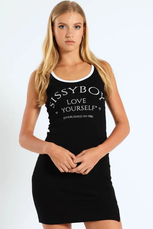 Strappy Multi-Technique Logo Mini Dress - Black sold by Edgars