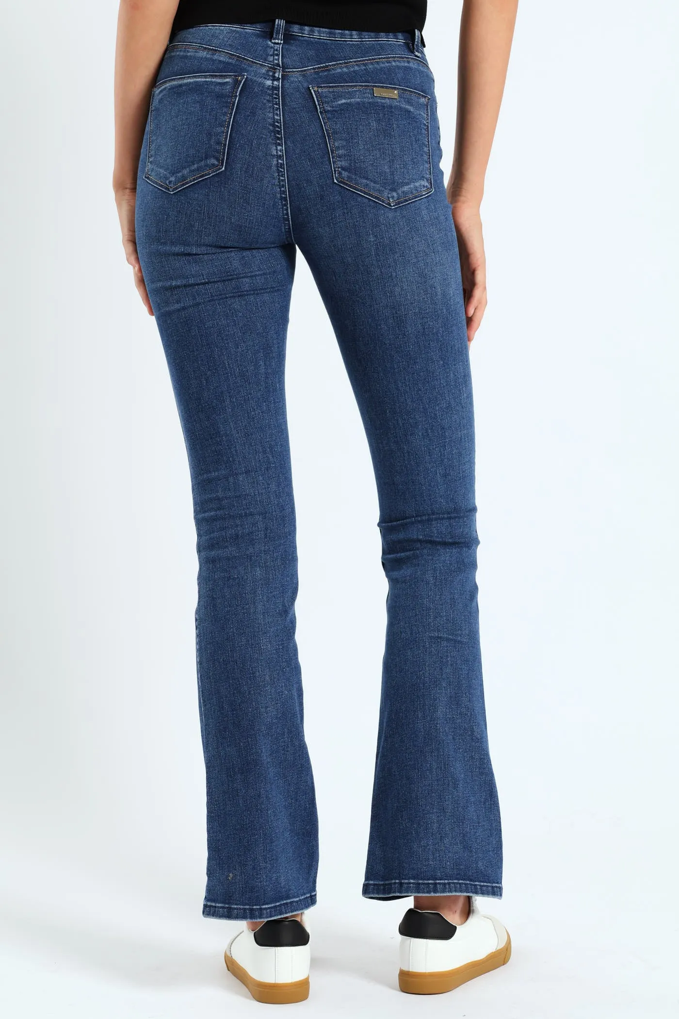 High Waist Bootleg Denim With Exposed Buttons - Dark Blue sold by Edgars product image thumbnail 4