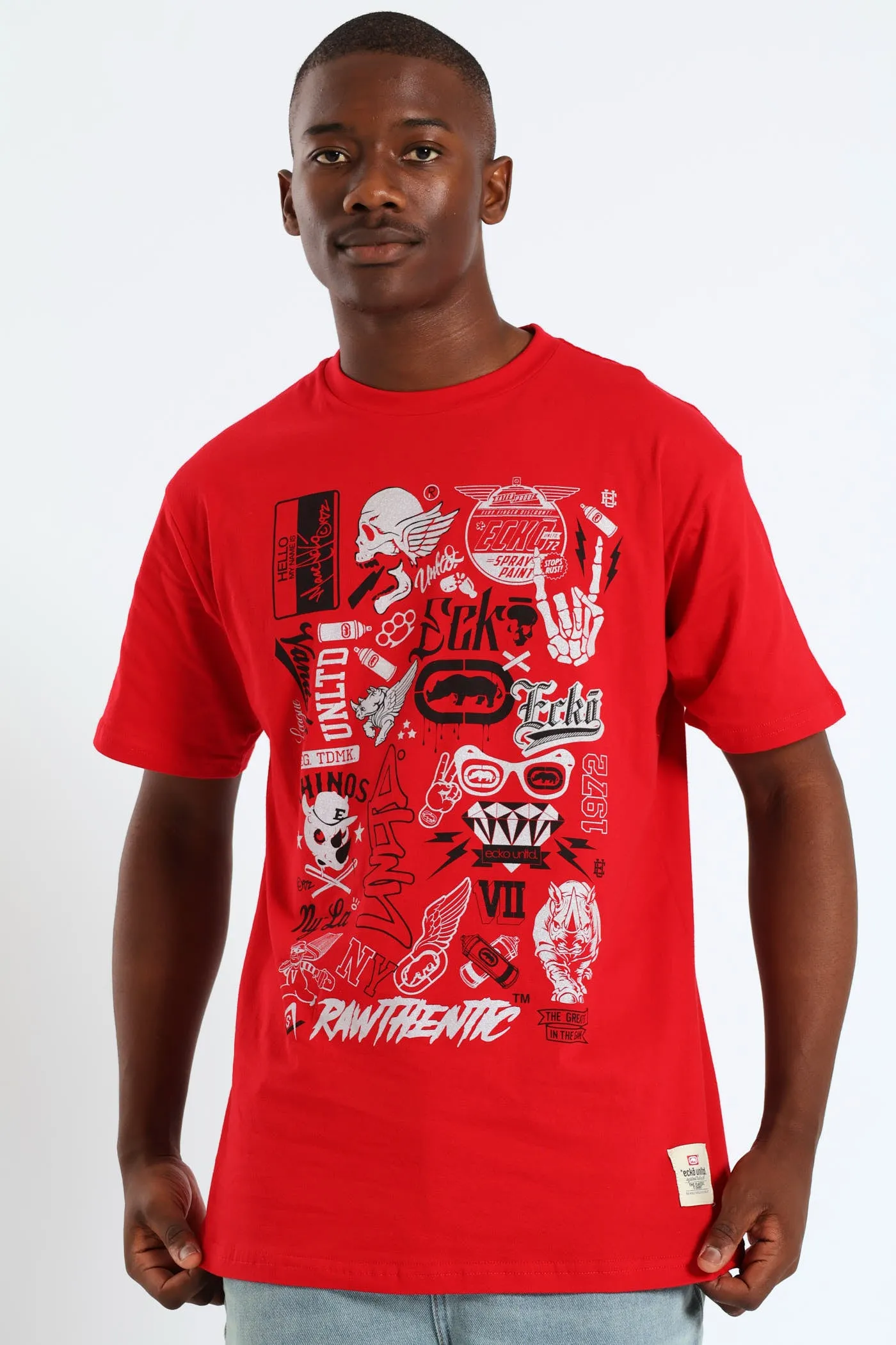 Multi Image Metallic Tee - Red sold by Edgars