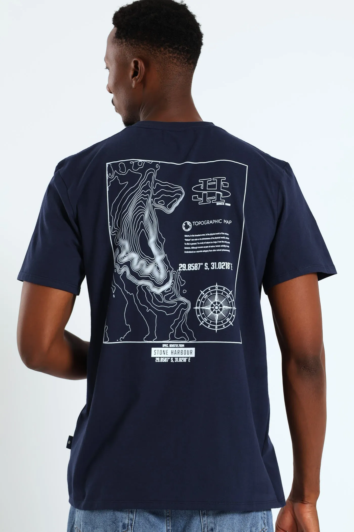 Topographic Front & Back Print Tee - Navy sold by Edgars product image thumbnail 2