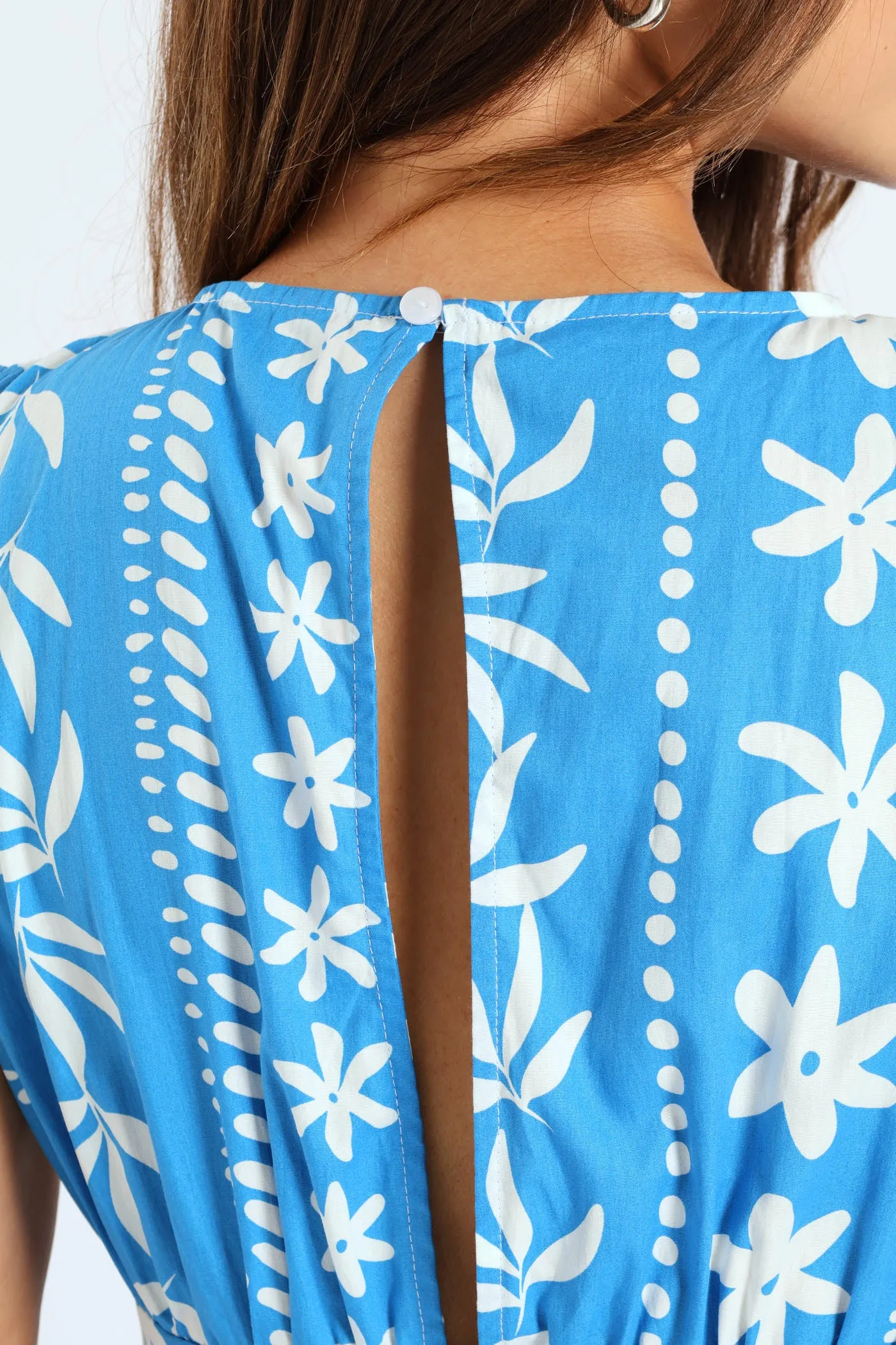 Cut-Out Printed Poplin Maxi Dress - White/Blue sold by Edgars product image thumbnail 4