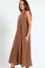 Strappy Hi-Neck Maxi Slip Dress With Necklace - Mid Brown sold by Edgars