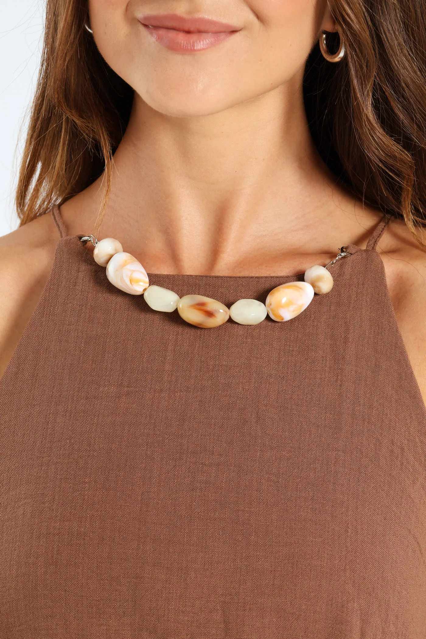 Strappy Hi-Neck Maxi Slip Dress With Necklace - Mid Brown sold by Edgars product image thumbnail 4