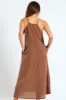 Strappy Hi-Neck Maxi Slip Dress With Necklace - Mid Brown sold by Edgars