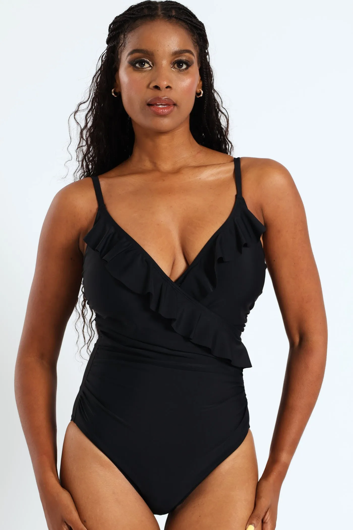Frill One Piece Swimsuit - Black sold by Edgars