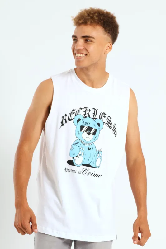 Teddy Muscle Hugger Tee - White sold by Edgars