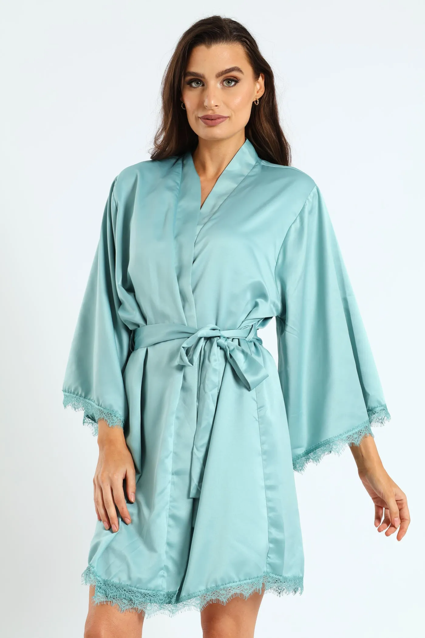 Satin Lace Trim Gown sold by Edgars