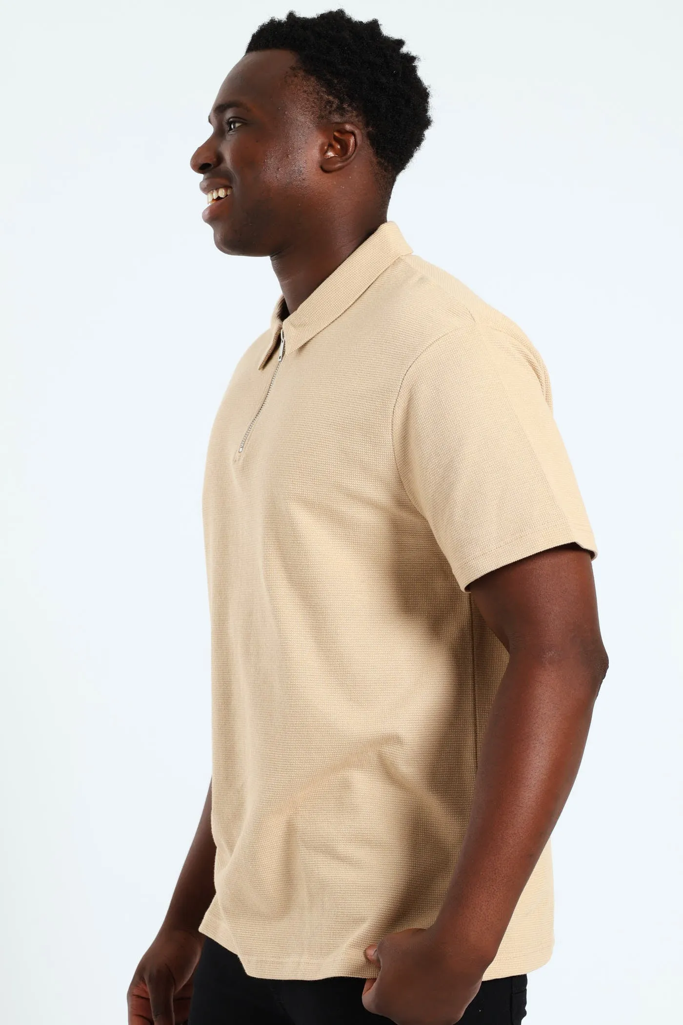 Stitch Waffle Zip Golfer - Stone sold by Edgars product image thumbnail 2