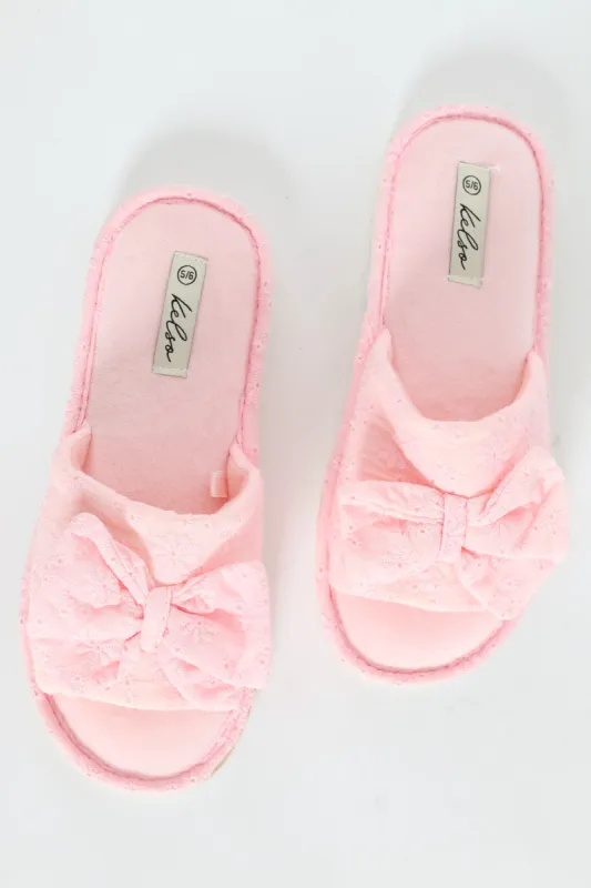 Anglaise Mule Slipper With Bow Detail - Pink sold by Edgars