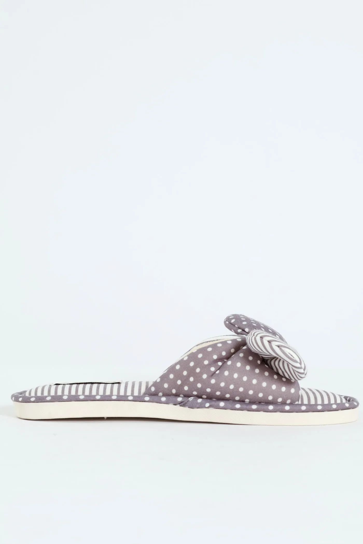 Jersey Knit Slipper With Bow - Grey sold by Edgars product image thumbnail 3