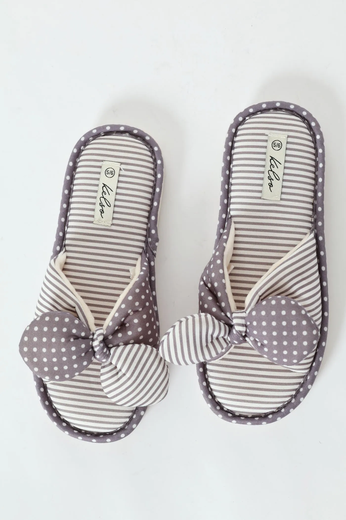 Jersey Knit Slipper With Bow - Grey sold by Edgars