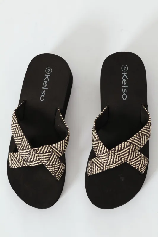 Flatform Slide With Aztec Crossover Band - Natural sold by Edgars