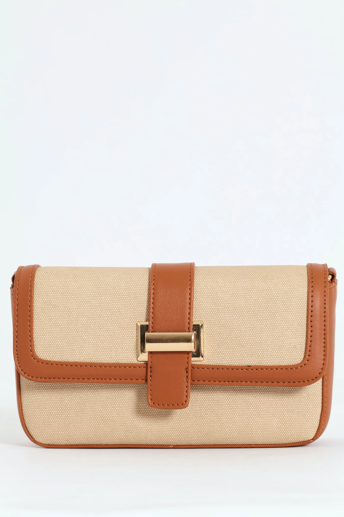 Front Tab Canvas Satchel Bag - Tan sold by Edgars