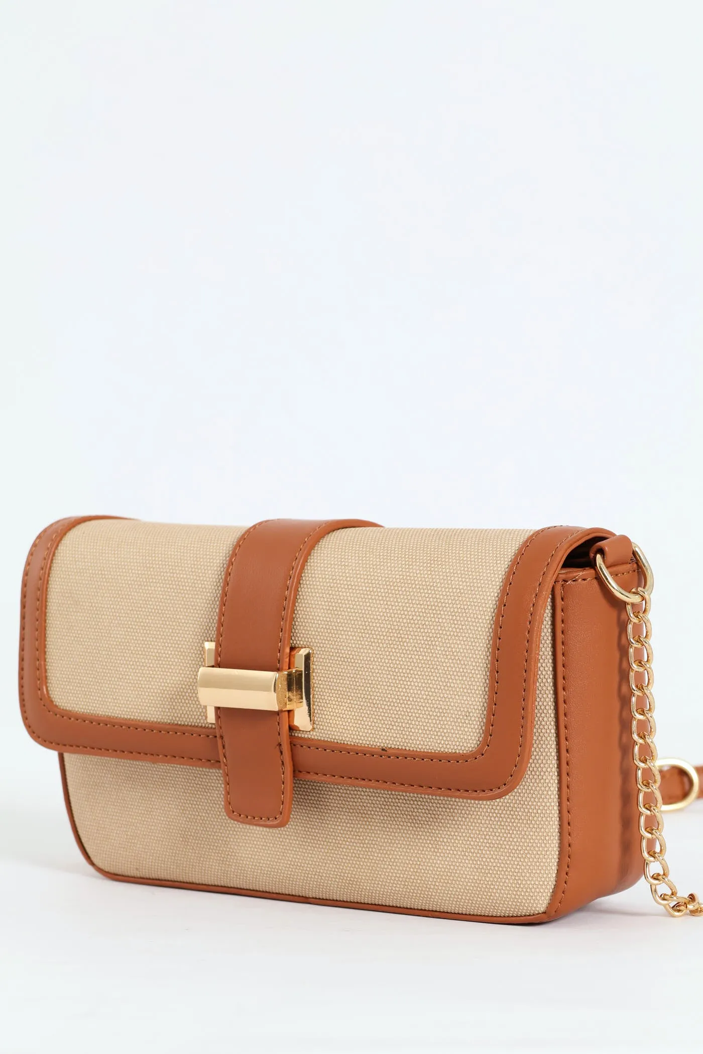 Front Tab Canvas Satchel Bag - Tan sold by Edgars product image thumbnail 3