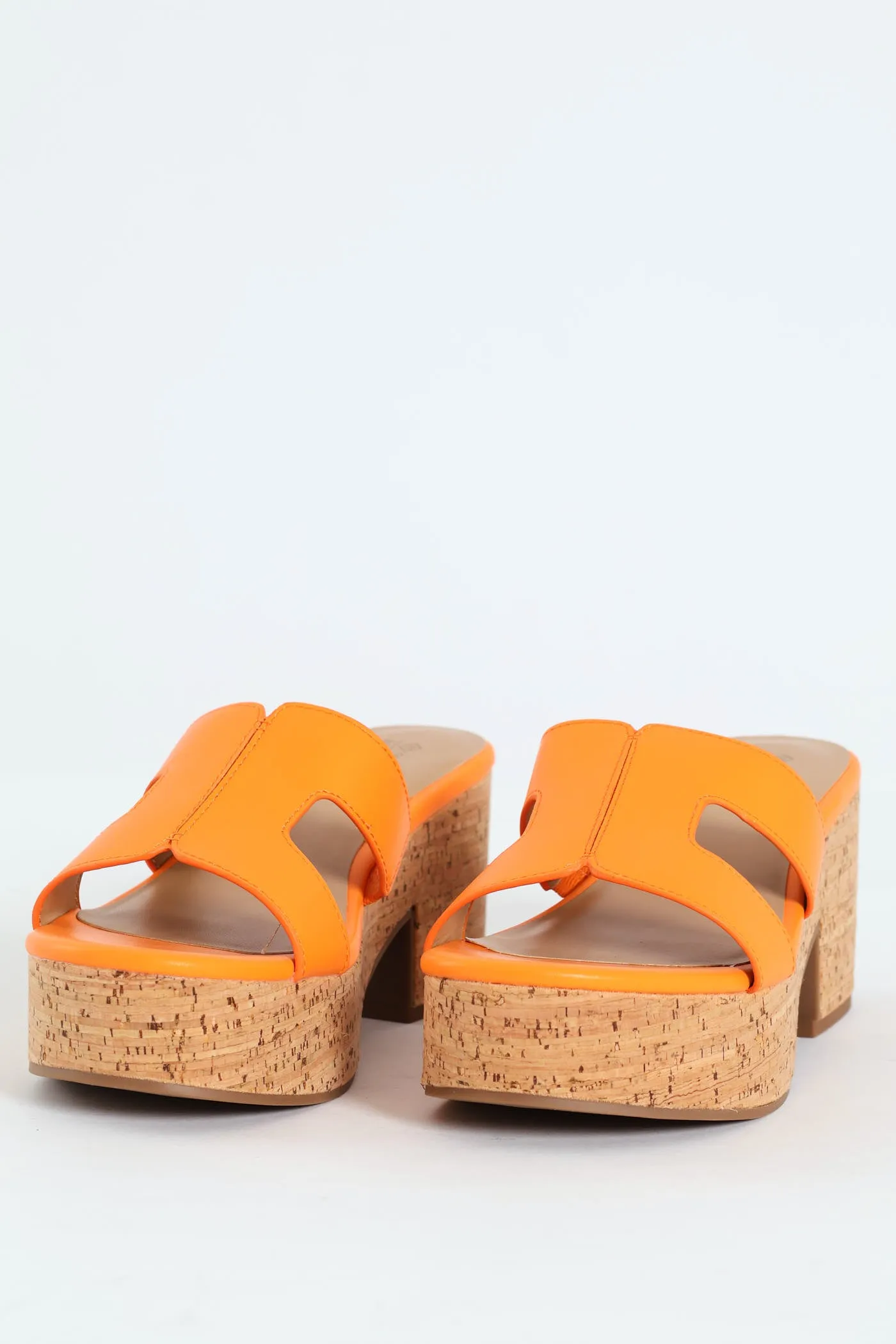 Halerria Push In Cork Mid Heel - Orange sold by Edgars