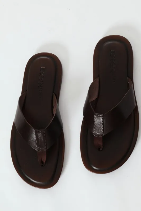 Leather Thong Sandal - Chocolate made by Edgars 