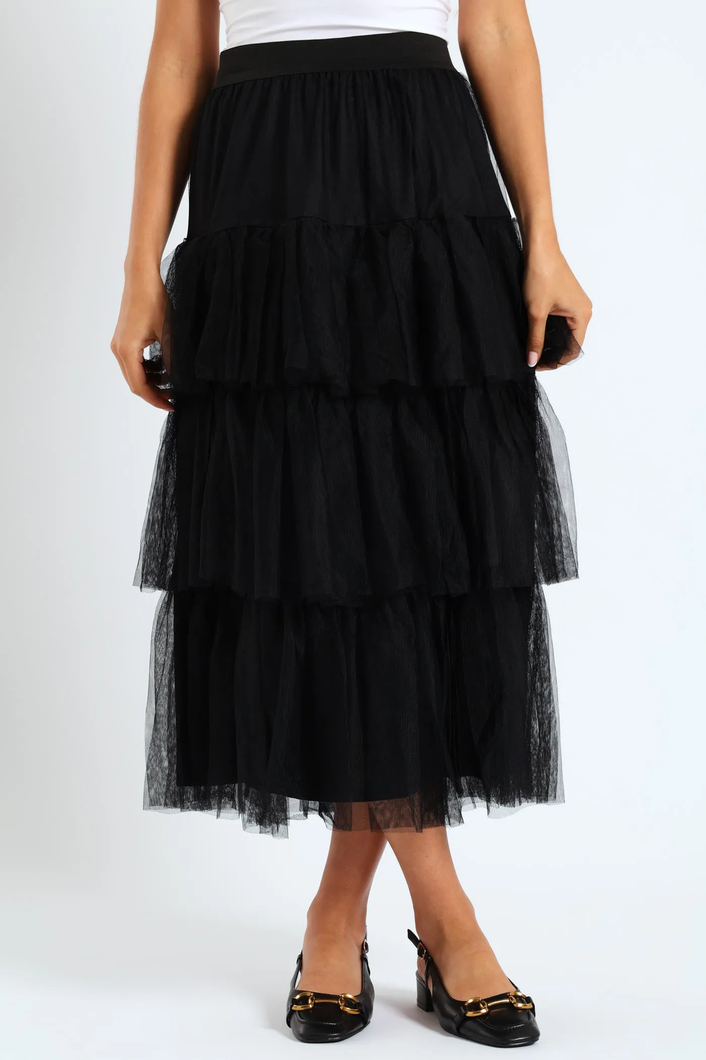 Tiered Rara Midi Skirt - Black sold by Edgars