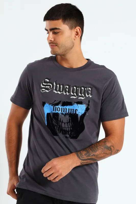 Flock Skull Tee - Charcoal sold by Edgars 