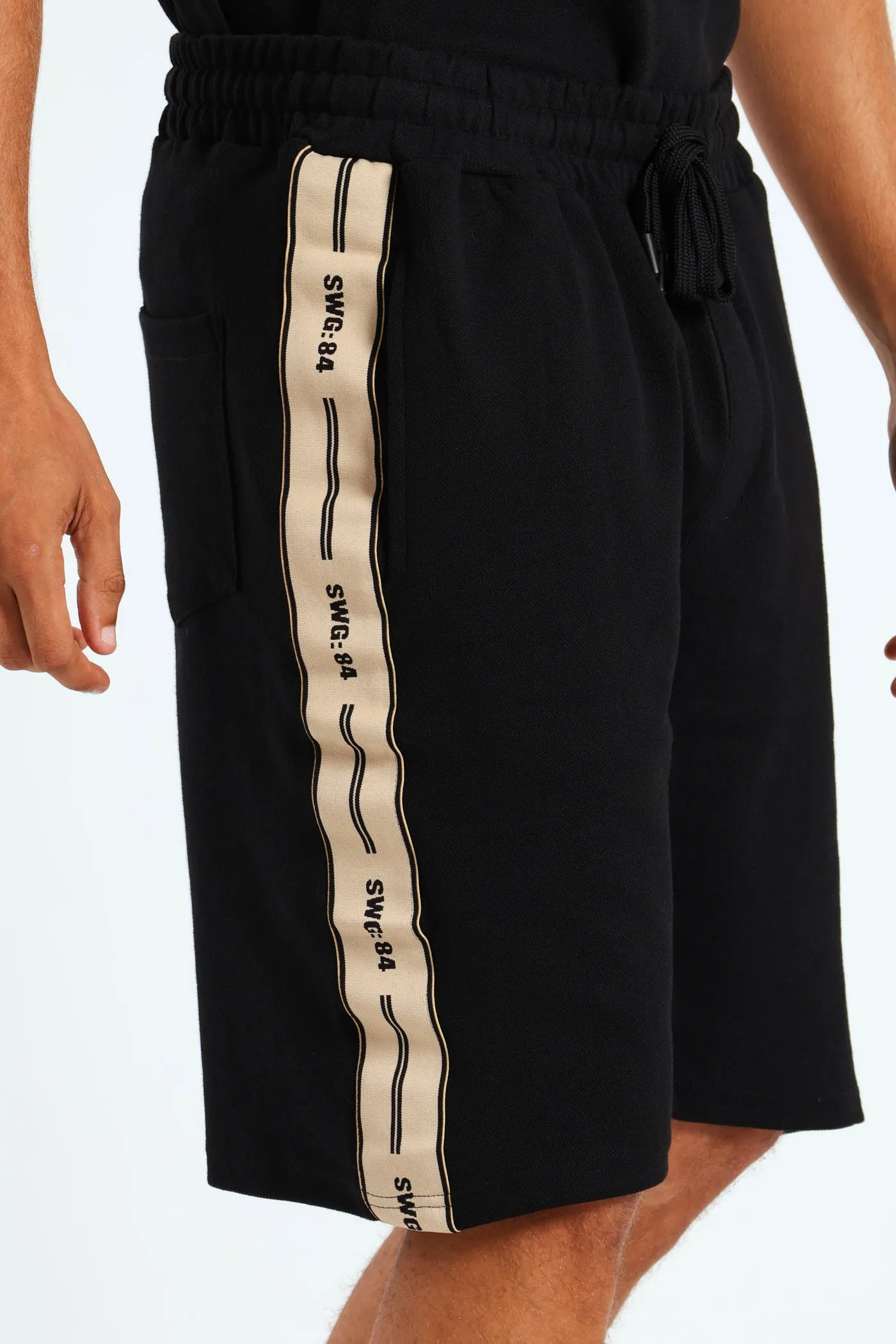 Pique Side Stripe Shorts - Black sold by Edgars product image thumbnail 2