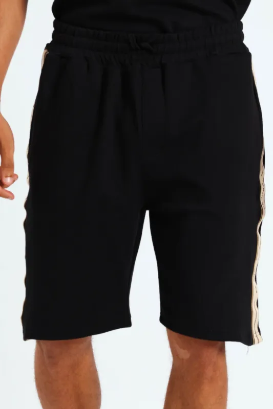 Pique Side Stripe Shorts - Black sold by Edgars 
