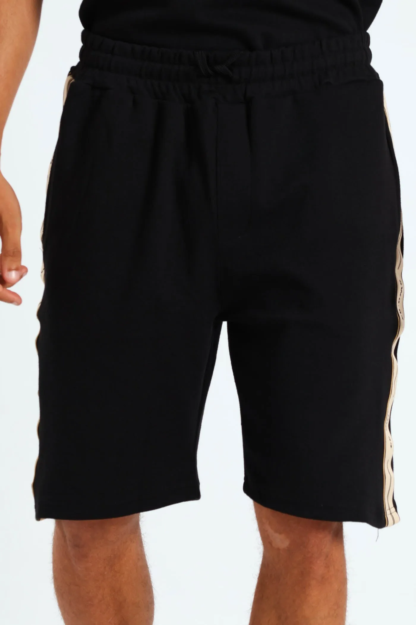Pique Side Stripe Shorts - Black sold by Edgars