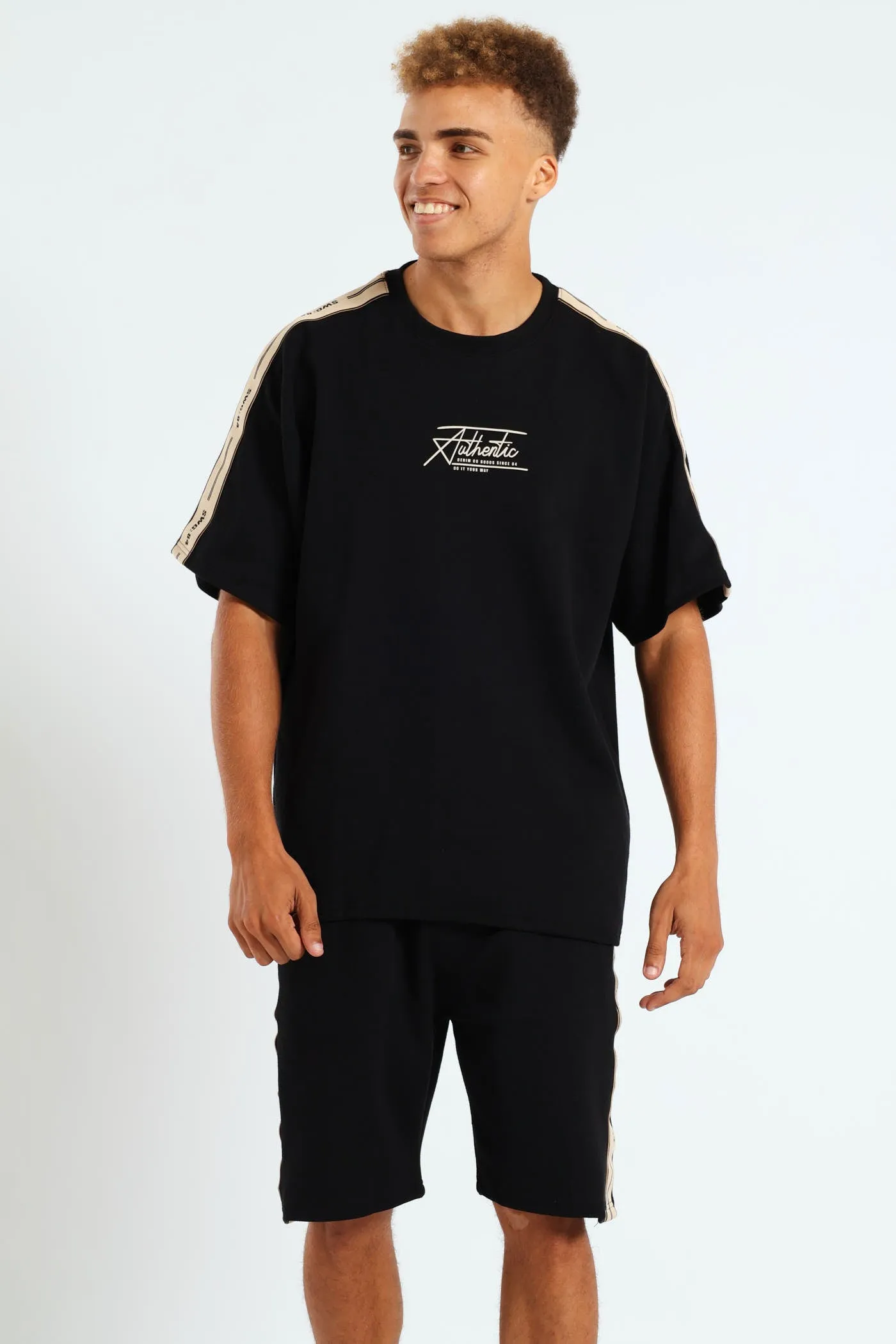 Pique Side Stripe Shorts - Black sold by Edgars product image thumbnail 5